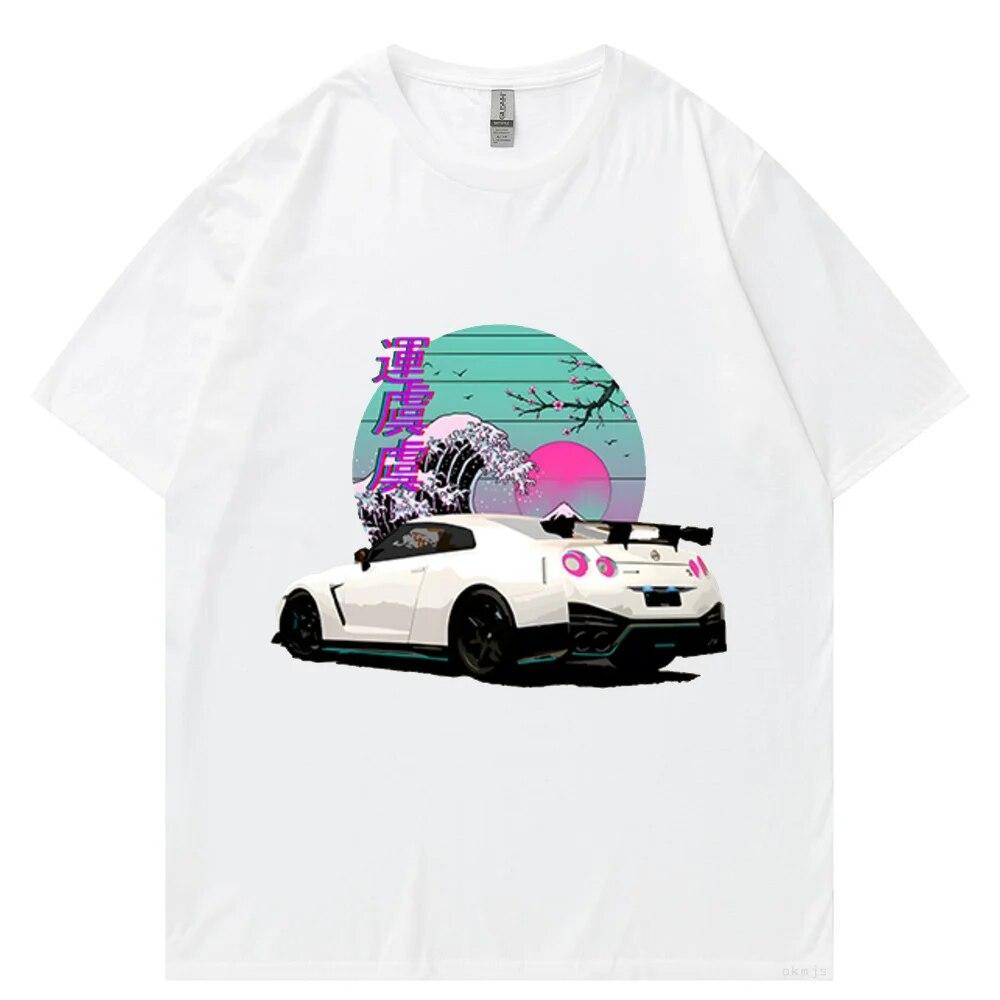 Initial D T-shirts Oversize Unisex T Shirt Summer Unisex Hip Hop Funny GTR Vaporwave JDM Car Print Harajuku Tshirt Casual Tops Tee