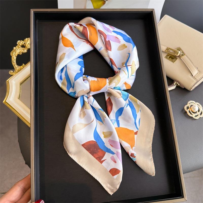 Elegant Printed Silk Like Square Scarf For Women Daily Use