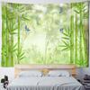 Psychedelischer Bohème-Stil TV-Hintergrund Zuhause Bambuswald Vogel Landschaftsmalerei Wandteppich Wandbehang