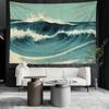 Blue Oil Painting Wave Tapestry Wall Hanging Art Bohemian Style Hippie Tapiz Aesthetic Room Bedroom Decor