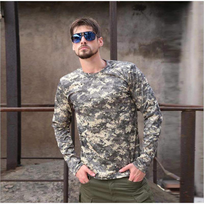 Men's Long Sleeve T-shirt 3d Camouflage Print Graphic T Shirts Men Women Fashion Fitness Tops Tees Outdoor Top Camo Clothing