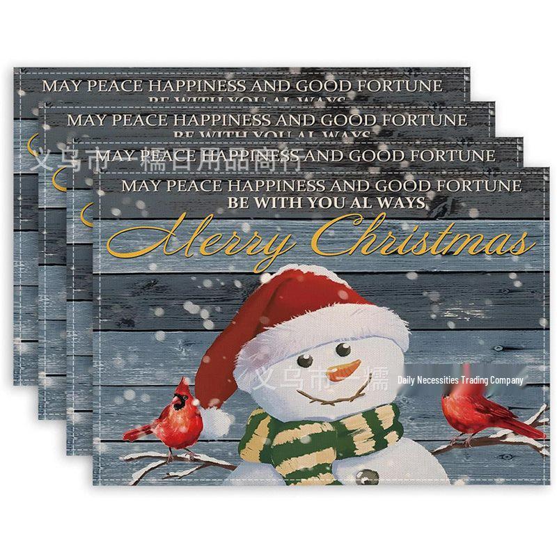 2024 Christmas Linen Table Mats - Washable, Stain-Resistant, Heat-Resistant with Snowflake & Santa Designs