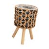 Gourd Grass Plant Stand Flower Pots Holder Stool with 3 Wood Support Legs Decorative Indoor Planter Storage Basket