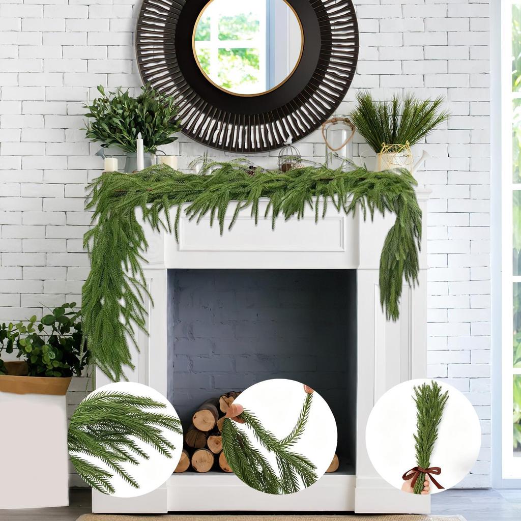 Christmas Cedar Garland Holiday Party Decor Artificial Greenery Garland For Winter For Outdoor Indoor Porches Fireplaces Front