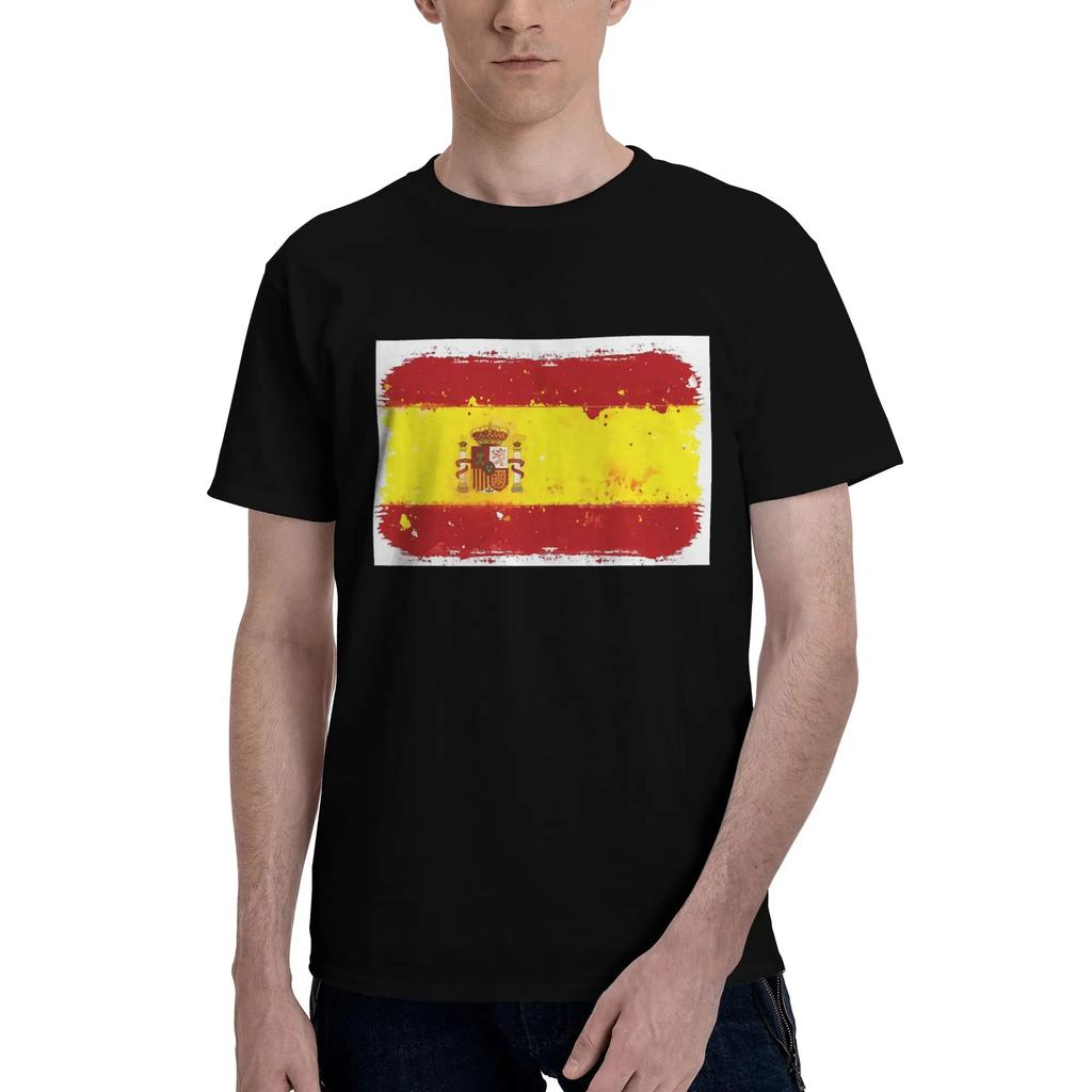 Spain Grunge Flag Men TShirt Plus Size T Shirts Mens Crew Neck Cotton Tees Short Summer Male