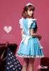 [Anna Mu] Alice In Wonderland Maid Costume Apron Dress Uniform One-Piece Dress with Frills Women's Halloween Light Blue M Z686-1