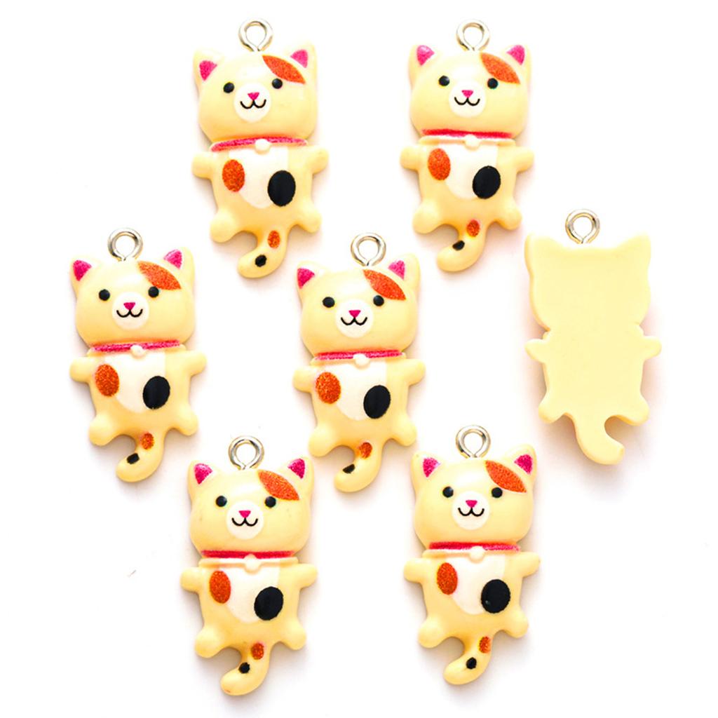 Handmade Resin Cat Figurine Set Captivating Cartoon Cat Pendant DIY Resin Cat Figurine with Customizable Colors