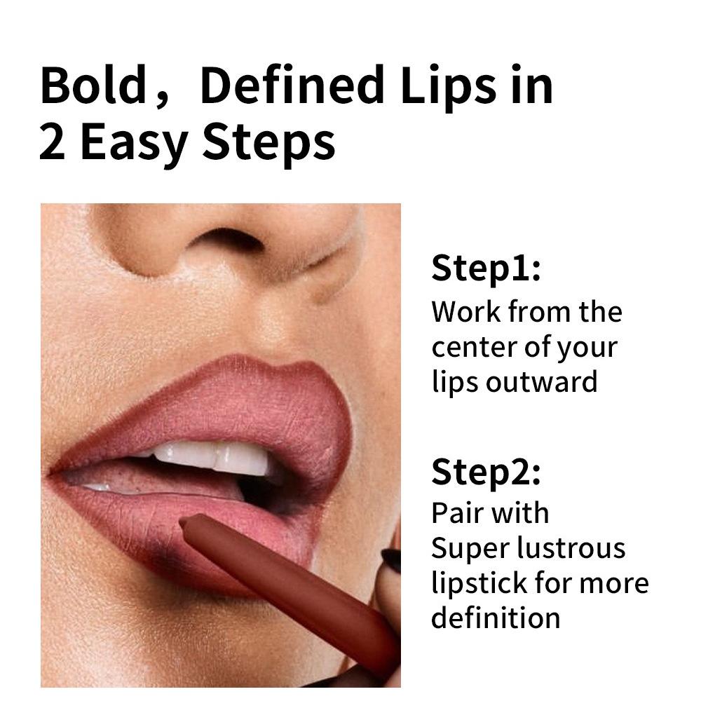 2 in 1 Matte Lip Liner, Waterproof Lip Liner Pencil, Highly Pigmented Smudgeproof Nude Pink Red Lip Liner Contouring Makeup Kit