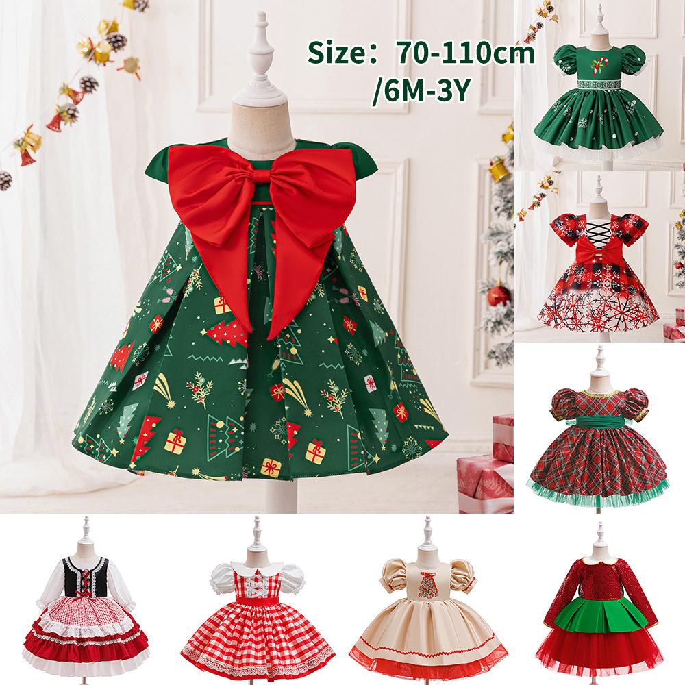 Girls Dress Santa Claus Snowflake Skirt Children's Skirt Cartoon Princess Dress Christmas Costumes