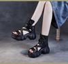 Women's Shoe Toe Layer Cowhide Roman Style Thick Soled Sandals Women's Fish Mouth Buckle Leather Cool Boots