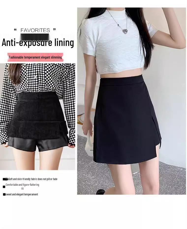 2024 Summer Women's Plus Size High Waist Black A-Line Midi Skirt