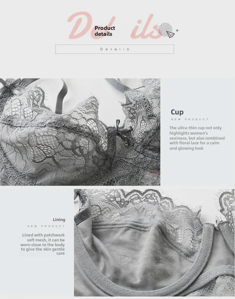 Set Sutiene Sexy cu Dantelă pentru Femei: Mărimi mari cu susținere pentru sâni mari, îmbunătățind silueta, design subțire și confortabil.