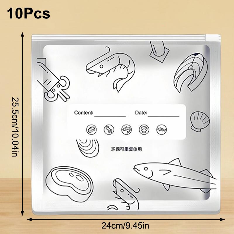 10Pcs Aluminum Foil Fresh-Keeping Sealed Bag Leakproof Food Grade Refrigerator Freezer Safe Kitchen Slide Fastener Fresh Bag