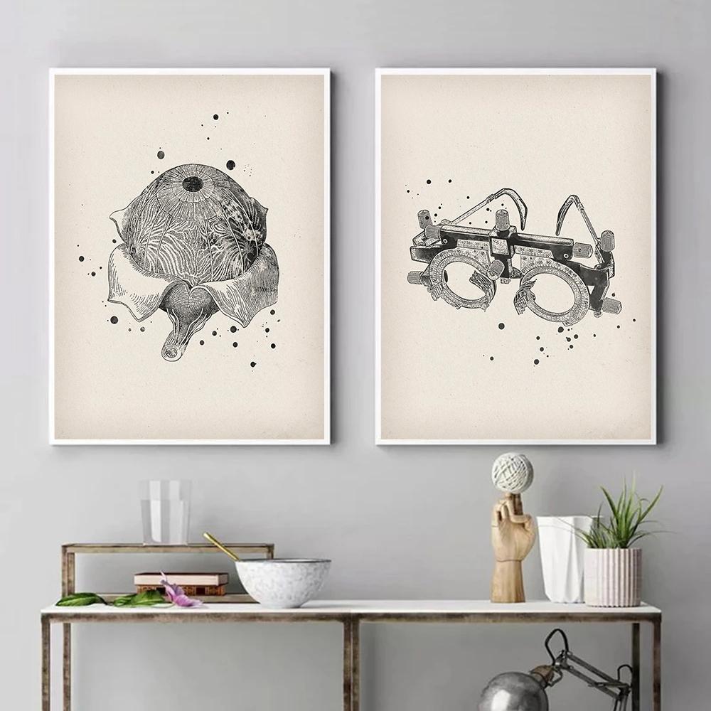 Vintage Human Eye Anatomy Medical Education Poster Canvas Painting Wall Art Pictures Ophthalmic Clinic Home Decor Gift