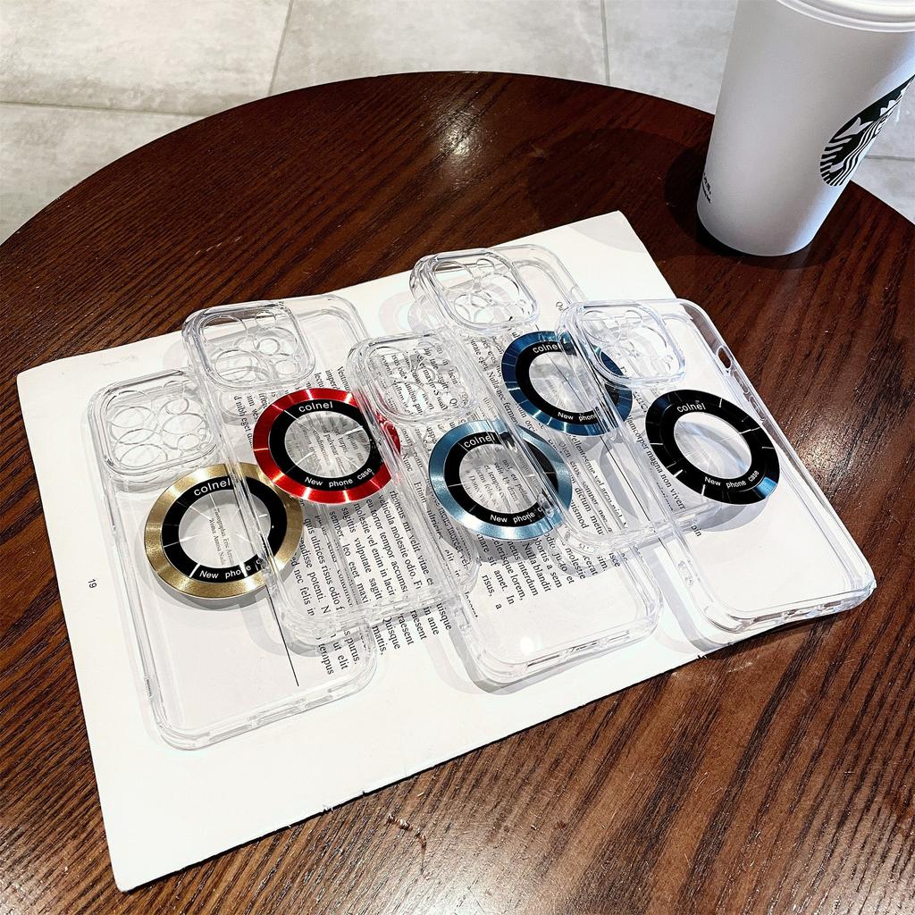 For iPhone 15 Pro Magnetic Case Clear Back Phone Cover TPU+PC with Ring Logo View