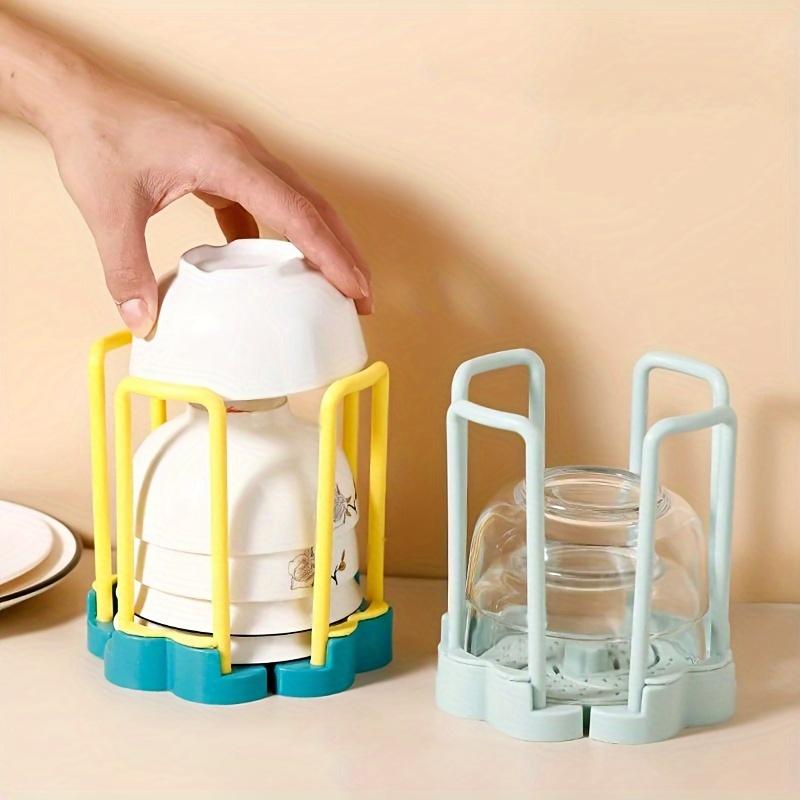 Retractable Desktop Bowl Holder Kitchen Organizer Plastic Drain Water Cup Shelf Cabinet Dishes Storage Rack Plate Storage Tool