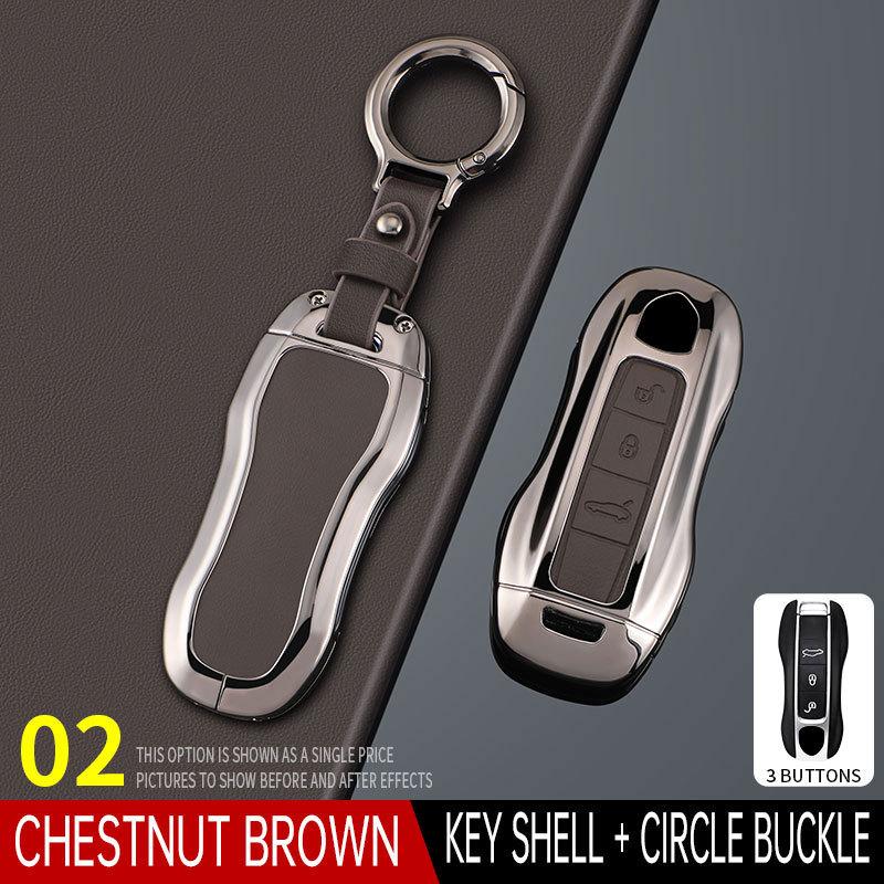 Für Porsche Schlüsseletui Cayenne Macan Paramela 911 Auto-Schlüsseletui 718 Metall Leder Schnalle