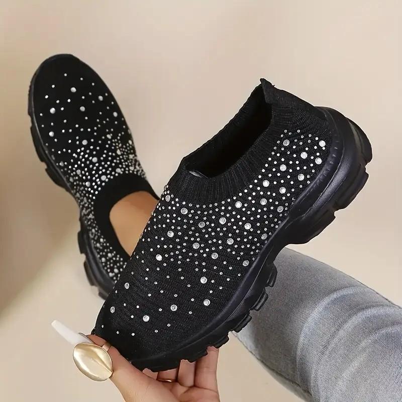 Fashion Women Sneakers Breathable Knitted Non Slip Casual Walking Shoes Woman Comfortable Soft Bottom Loafers Flats