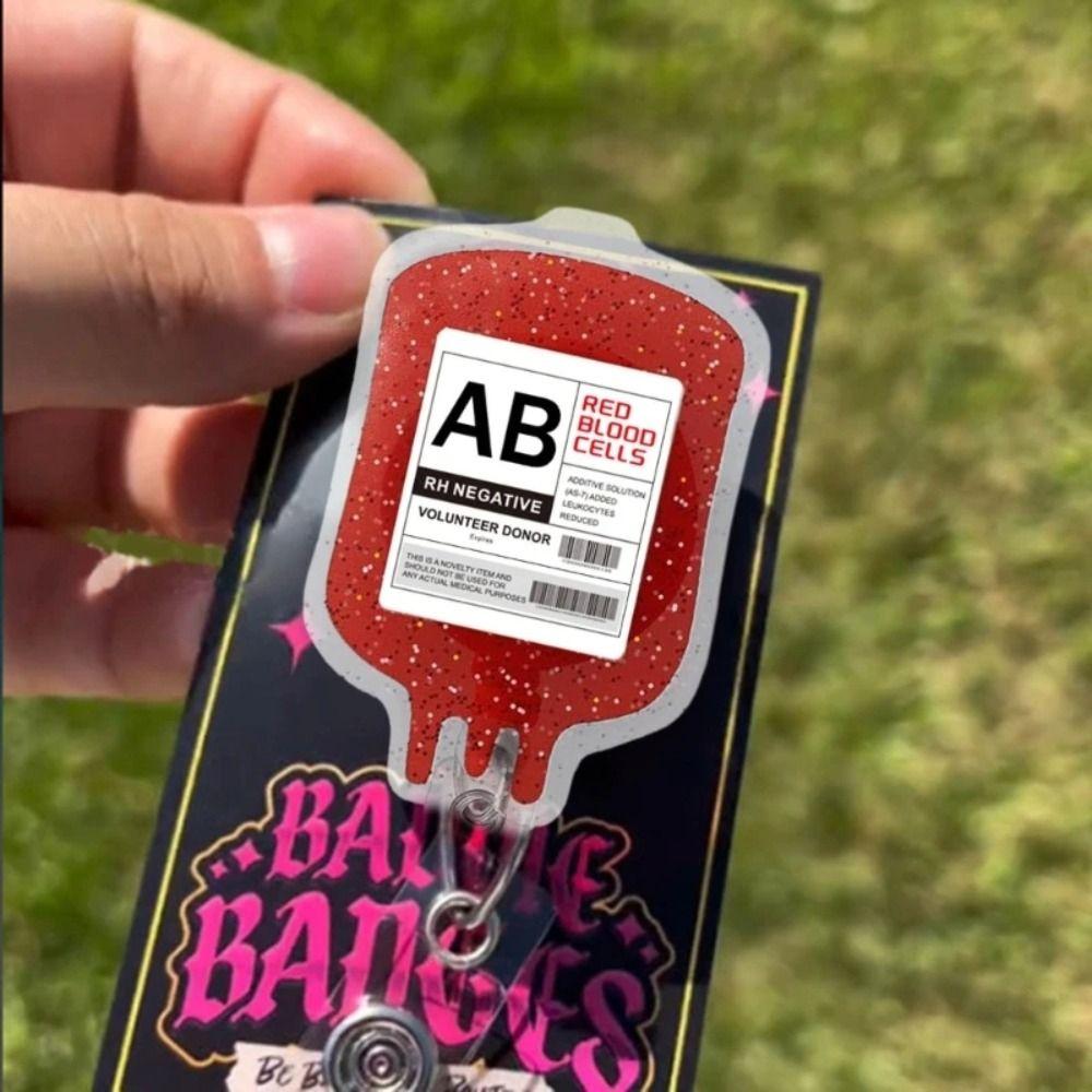 Easy To Pull Buckle Blood Type Bag Shape Clips Retractable Badge Holder Exhibition Name Card Parts