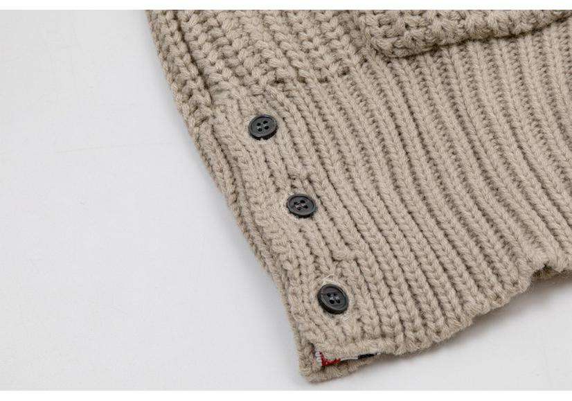 Autumn/Winter Thick V-neck Cardigan Four-Bar Knit Unisex Sweater Coat