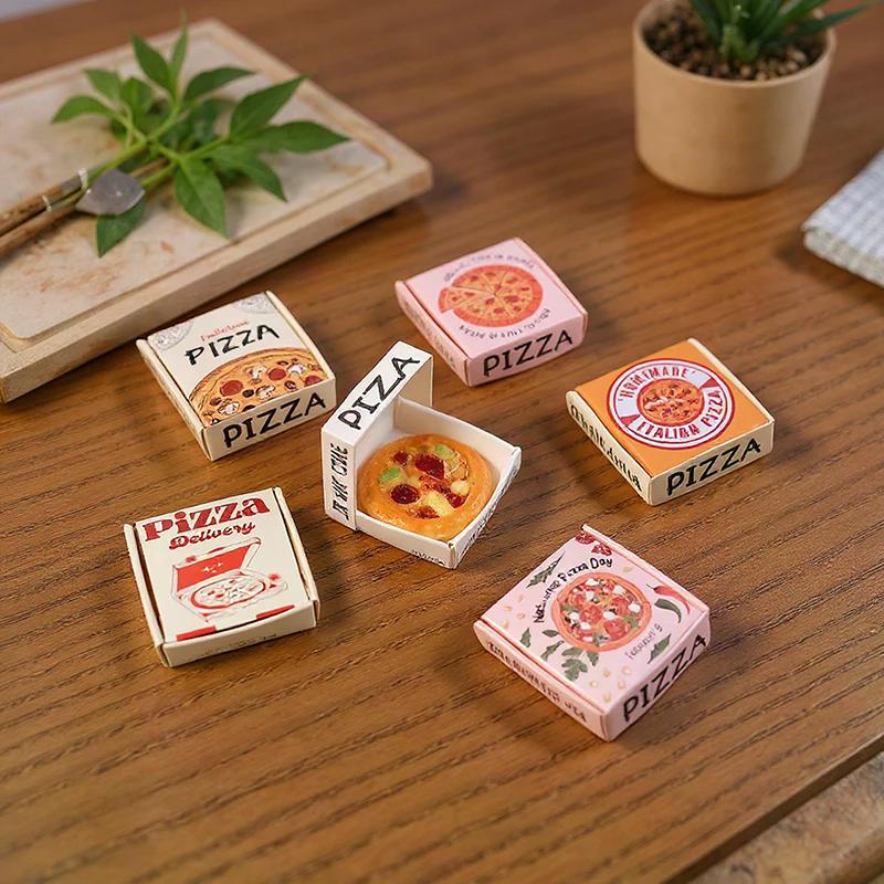 [New] 6Pcs Dollhouse Miniature Pizza Or Packing Box Model Kitchen Food Decor Toy Doll House Accessories