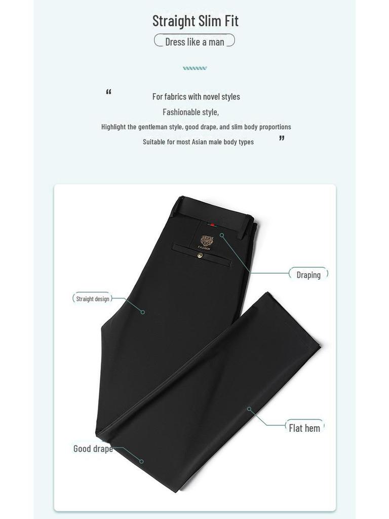 Herren-Freizeithose mit Vier-Wege-Stretch: Herbst/Winter Straight-Fit Businesshose mit hohem Gummizug