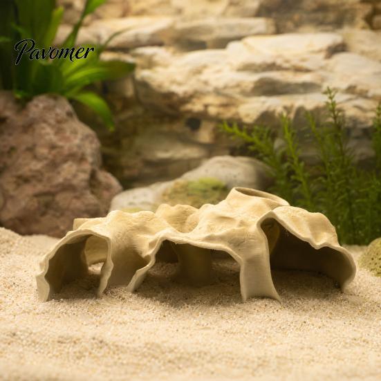 Betta Stress Relief Decor Aquarium Hideout Cave, Under Gravel Fish Tunnel Natural Look, Cave Tank for Betta, Guppy, Shrimp, Small Cichlid Safe Habitat