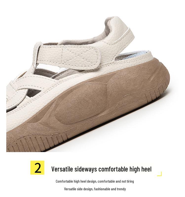 2025 Women's Thick-Soled Velcro Sandals – Breathable, Soft, Casual White Shoes