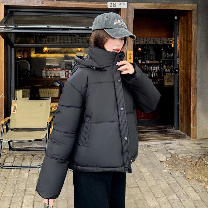 Down cotton jacket women's short 2025 winter new student hooded cotton jacket Korean version thickened bread jacket padded jacket