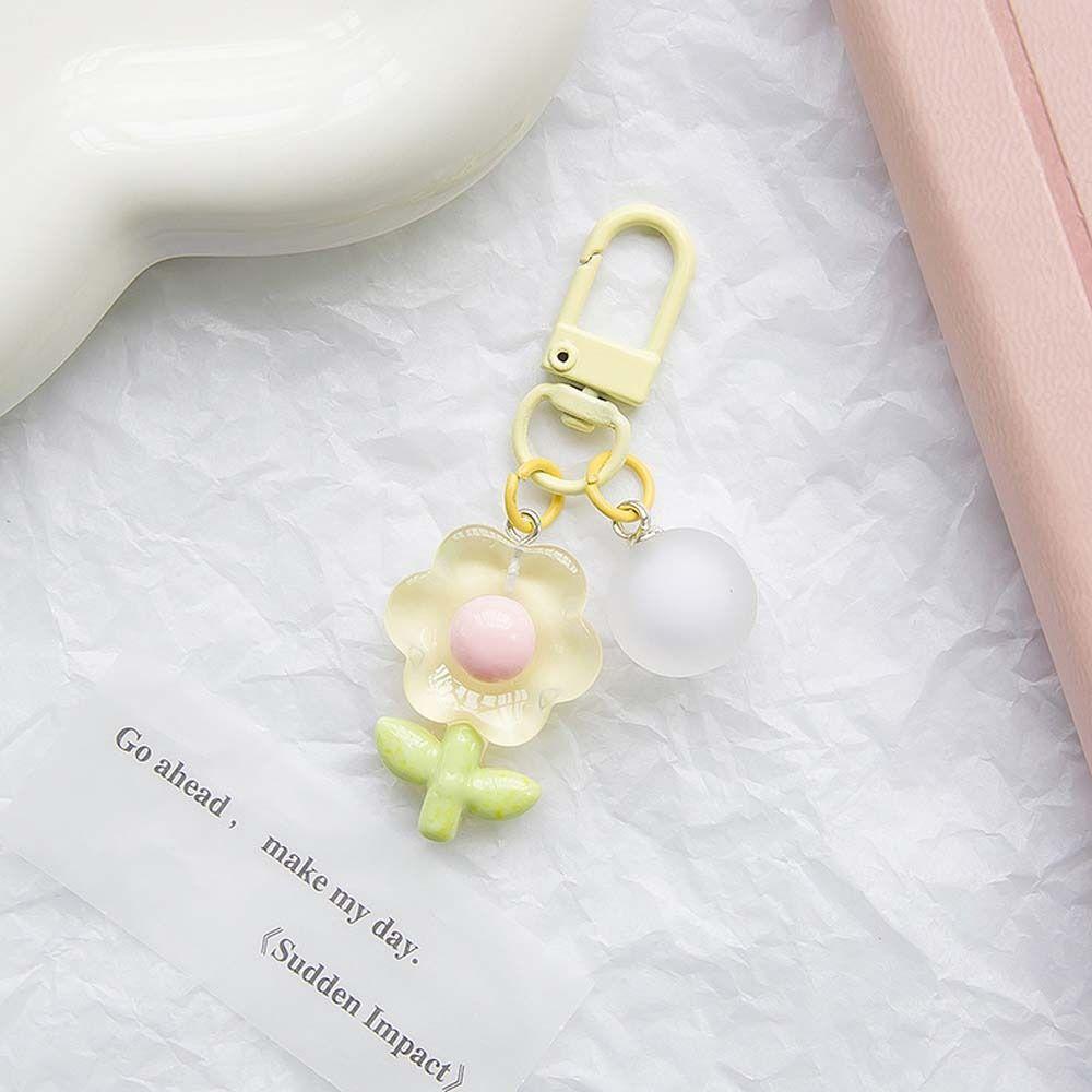 Transparent Acrylic Flower Key Chain Korean Style Cartoon Key Buckle Sweet DIY Chain Pendant  Gift