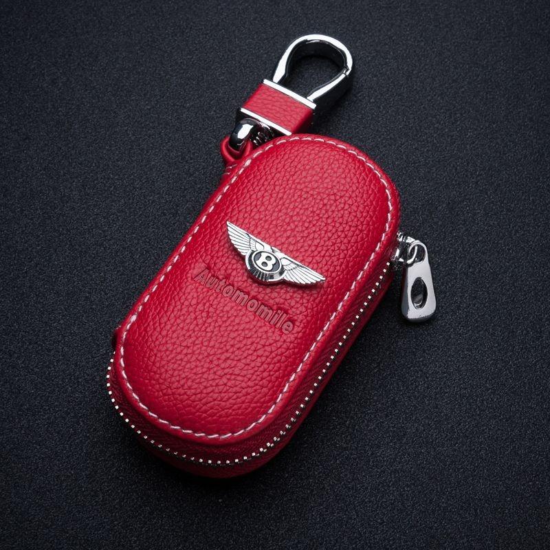 

Leather Car LOGO Key Case Cover Organizer Bag For New Bentley Flying Spur Continental GT Bentayga Mulsanne Auto Accessories