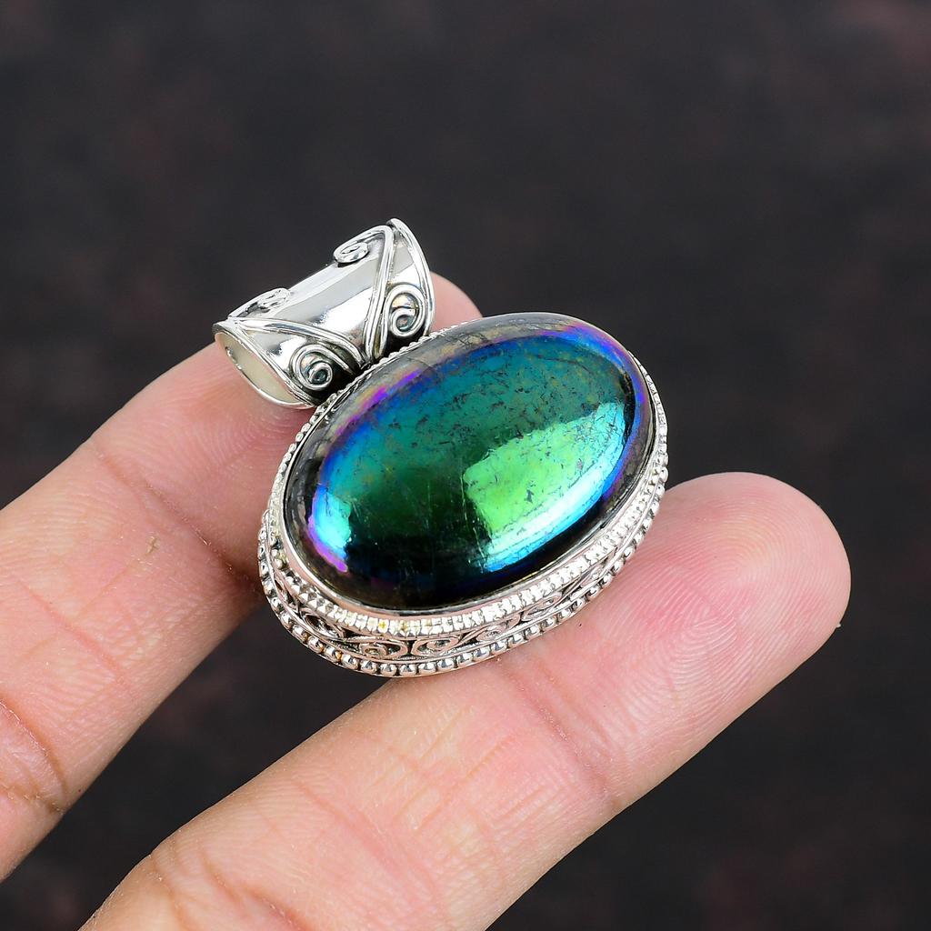 Mystic Fire Labradorite Pendant Natural Gemstone Jewelry 925 Sterling Silver Pendant Handmade Pendant Antique Vintage Jewelry Gifts For Wife