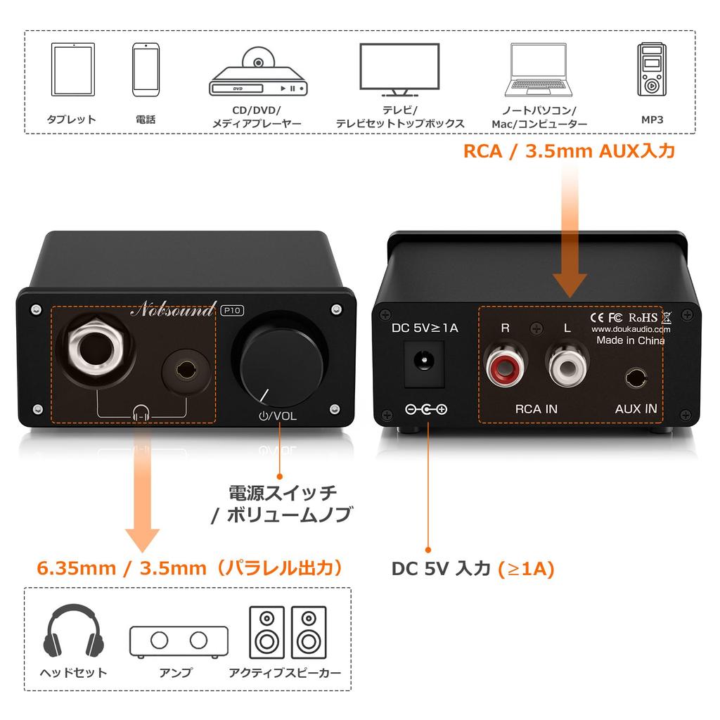 Nobsound P10 Headphone 30V Boost Equipped with Interchangeable 1100mW Dual Compact Headphone Amplifier Amplifier, Circuit, Op-Amp, Output,