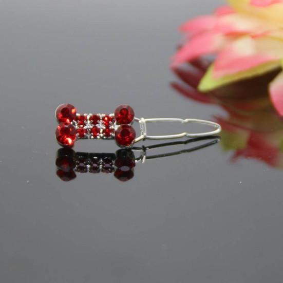 Pet Barrettes Rhinestone Inlaid Pet Grooming Anti-fade Novelty Dogs Bone Hair Clips for Long-haired Dog