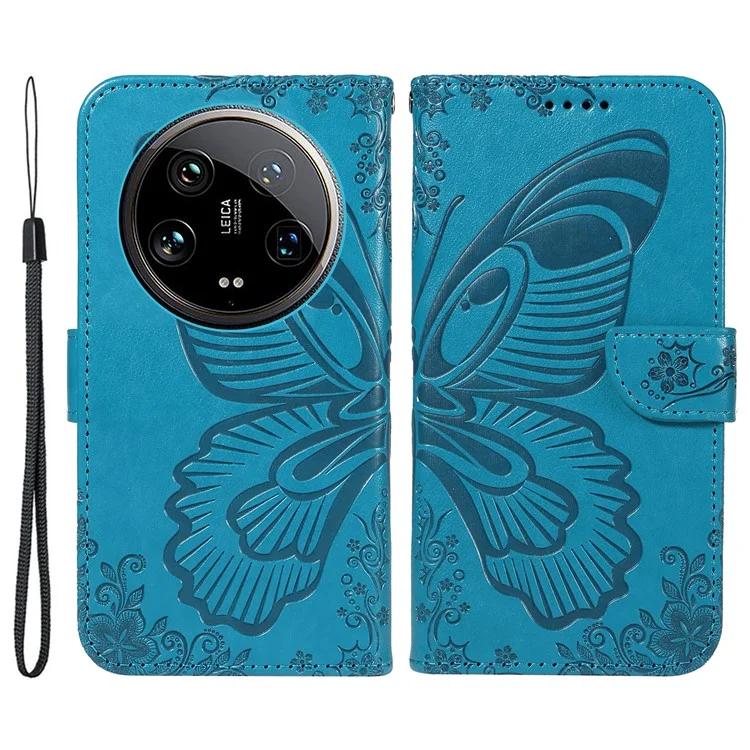 

For Xiaomi 14 Ultra Mobile Phone Case Butterfly Pattern PU Leather Stand Phone Cover