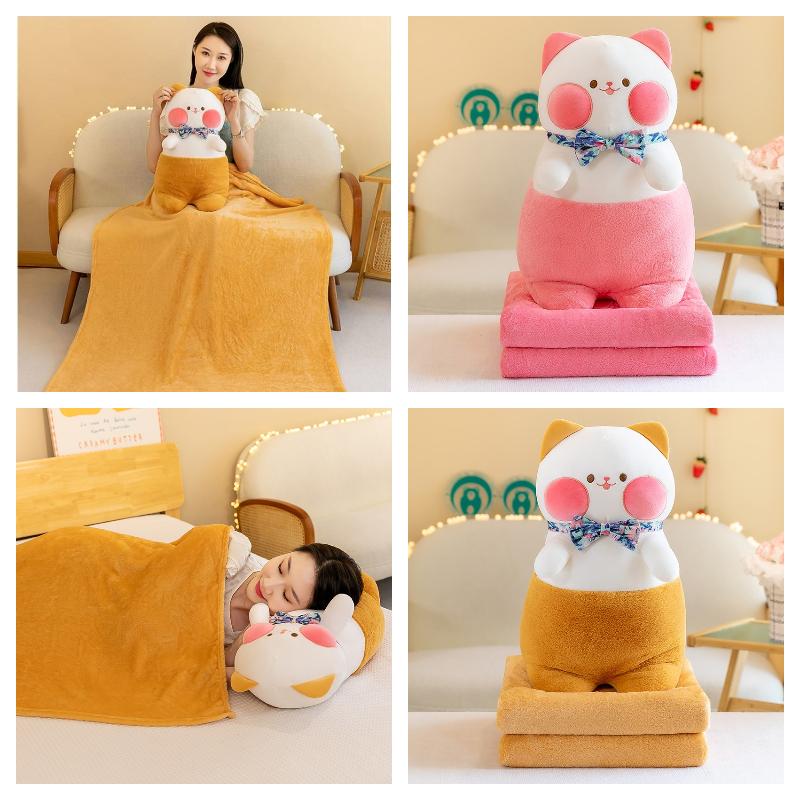 Cat Plush Dudu Stuffed Pillow Cushion Toy Summer Nap Blanket Airconditioning