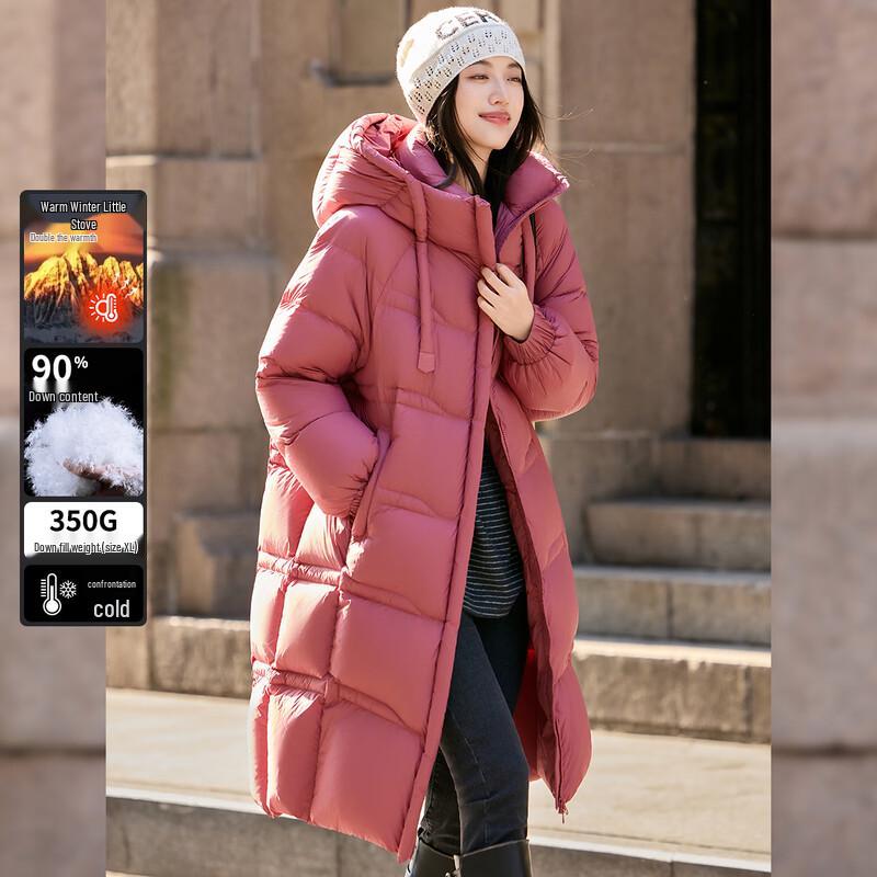 Bailuyu Damen Lang 90% Entendaunen 3-Proof Stehkragen Wintermantel