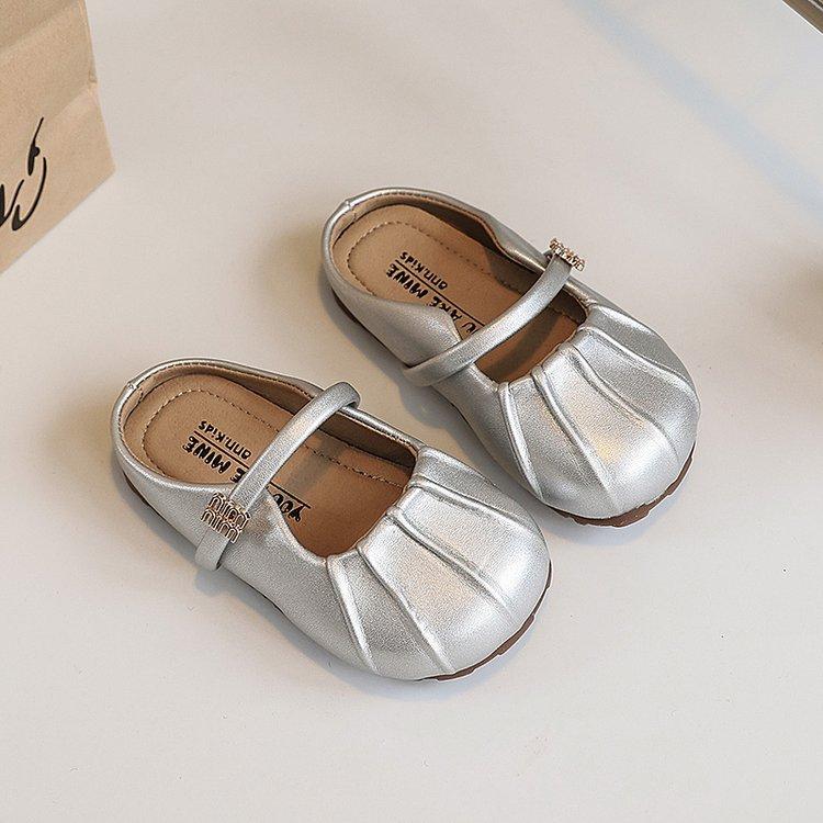 

Девочки сумка голова тапочки мягкая подошва туфли принцессы нескользящая детская обувь 2025 весна и осень новая маленькая девочка детская обувь тренд 34 серебряный