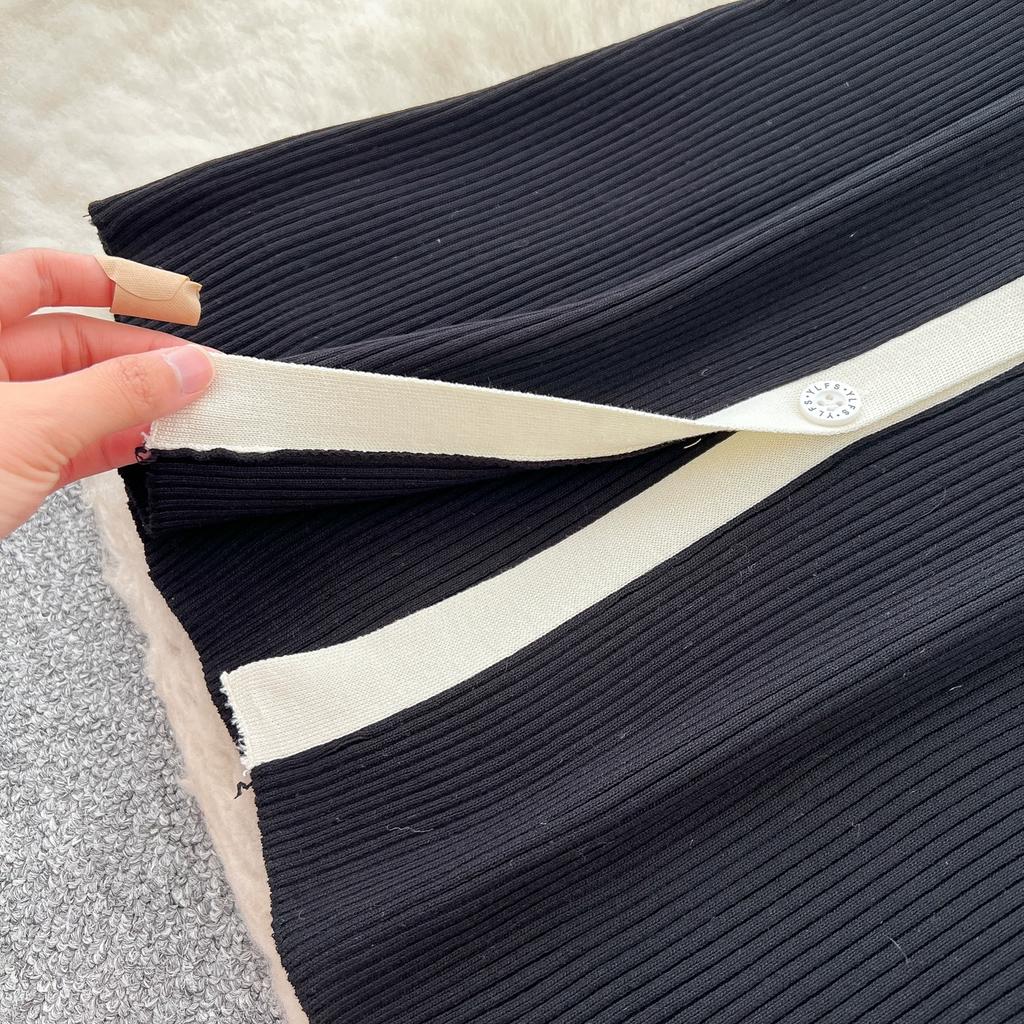 Summer Women Casual V-neck Sleeveless Single Breasted Knitted Sweater Long Midi Dresses