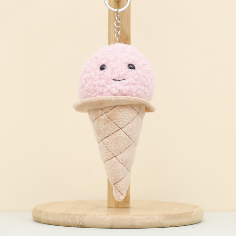 Adorable Ice Cream Plush Keychain With Short Plush And Pp Cotton Filling For Kids