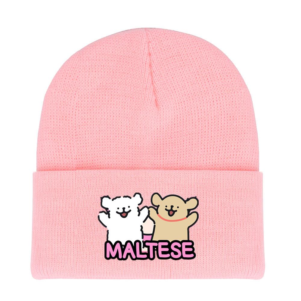 Winter Maltese Knit Hat With Printed Design For Men Women Casual Weather Cold