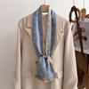 New temperament double-layer scarf streamer strap bag decoration suit scarf small long headband silk scarf women's printing narrow