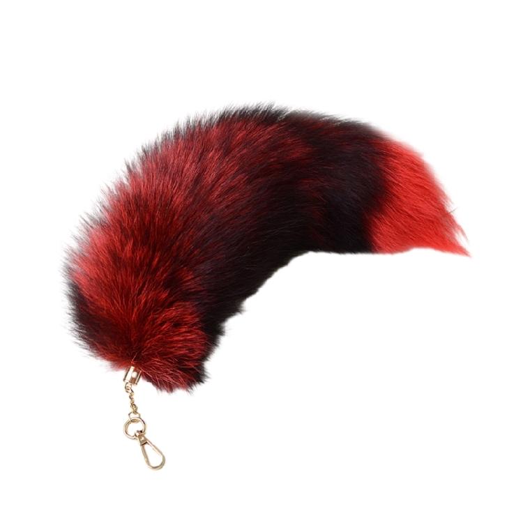 Gradient Foxes Furs Tail Pendant Keychain Keys Holder for Purse Bag Decoration