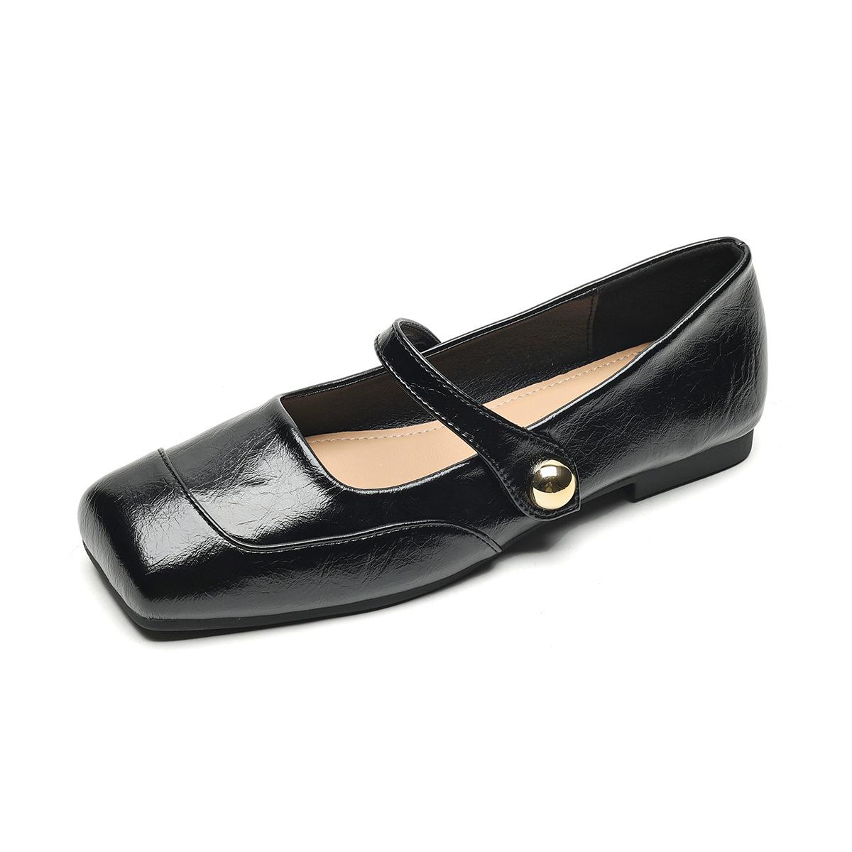 

Weiwei girl 8929-6 ретро французские одинарные туфли женские балетки с квадратным носком и небольшим горлом с туфлями Мэри Джейн 43 чёрный