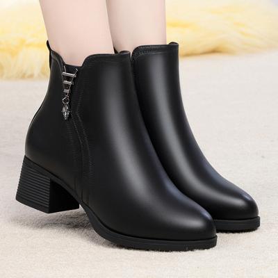 Modetrend Dicker Absatz Neue Herbst-Winter-Mit Outdoor Anti-rutsch Warm Plüsch Casual Damen Elegante Weiche Sohle Baumwolle Stiefel