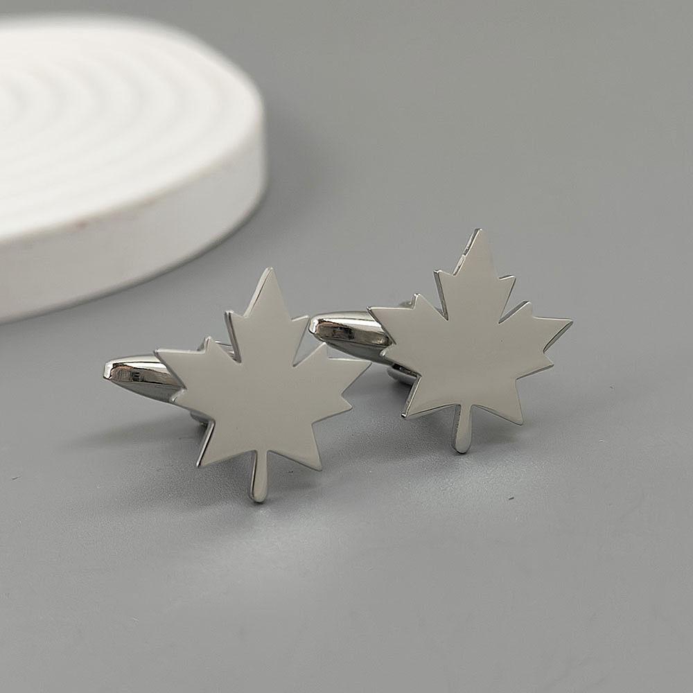 

2Pcs Business French Shirt Cuff Links Buttons Maple Leaf Armband Shirt Sleeve Holder for Women Men 2Pcs срібний