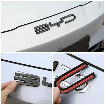 Für BYD SEAl HAN SONG YUAN DOLPHIN ATTO 3 Zubehör Auto Frontstoßstange Emblem Abzeichen Aufkleber Schwarzes Karbon Logo Umbau Aufkleber