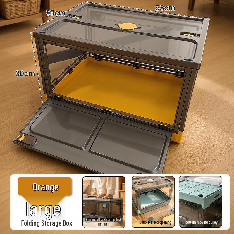 Thickened Foldable Transparent Storage Box with Double Doors - Large Capacity for Small Apartments