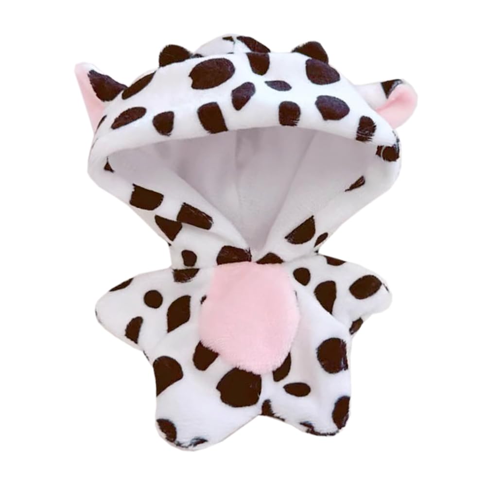 

niannyyhouse Coveralls for 10cm-15cm Plush Toys, Shark, Dinosaur, Cow, Rabbit, Fawn, and Unicorn Prints, Bodysuit, Dress-Up, Cotton Doll Accessories