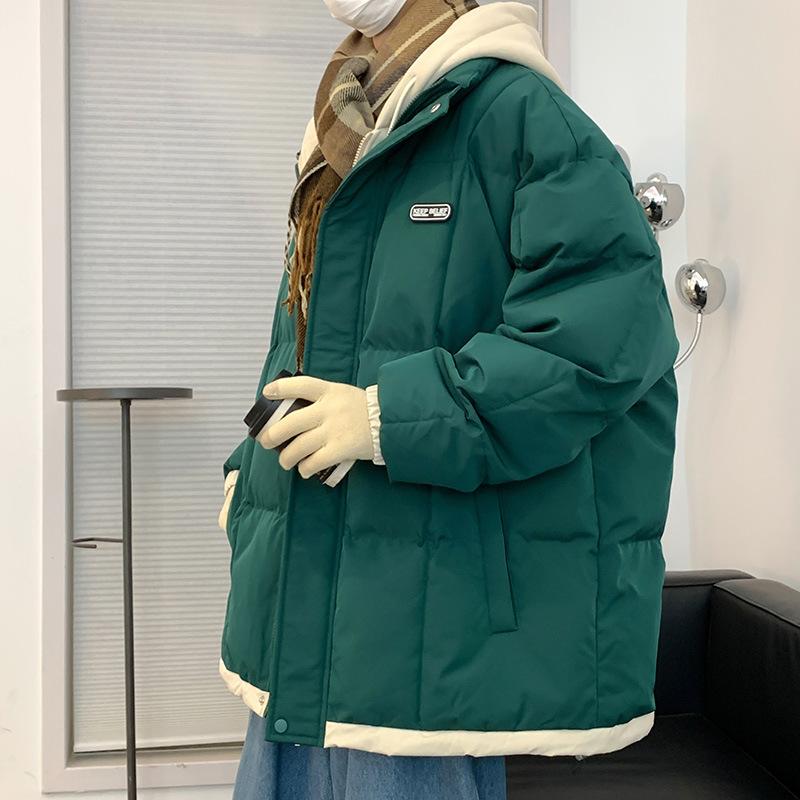 New loose hooded fake two trendy brand cotton-padded clothes for men's thickened casual versatile youth jacket cotton-padded clothes